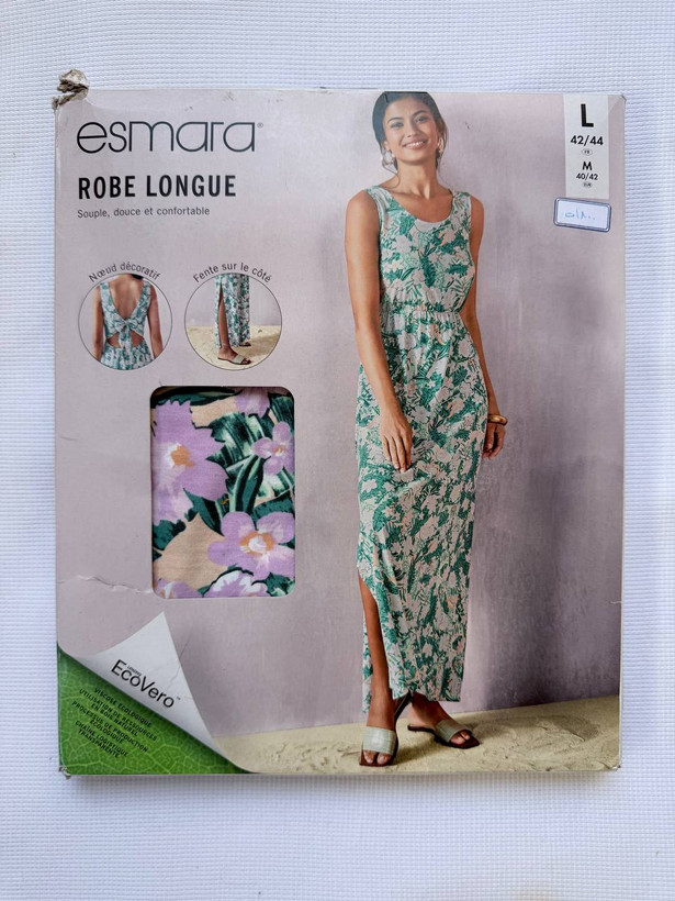 پیراهن ماکسی زنانه Esmara کد ADA-DR-106 | پیراهن گلدار با پشت باز و الیاف LENZING™ ECOVERO™