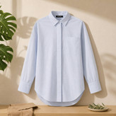 شومیز زنانه Esmara کد ADA-SH-103 | شومیز بلند اورسایز آبی آسمانی از ۱۰۰٪ پنبه