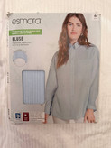 شومیز زنانه Esmara | شومیز اورسایز راهراه آبی روشن و سفید. کد ADA-SH-104