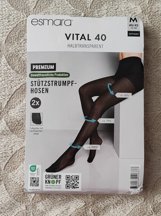 جورابشلواری فشاری زنانه اسمارا Esmara | VITAL 40 مشکی ۲ عددی