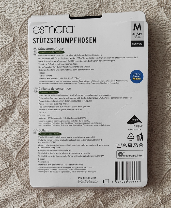 جورابشلواری فشاری زنانه اسمارا Esmara | VITAL 40 مشکی ۲ عددی