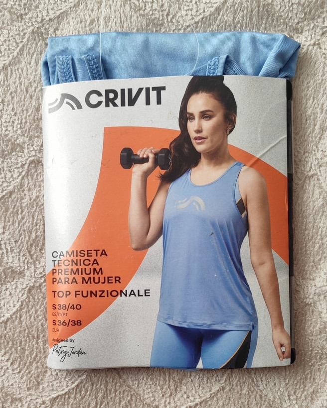 تاپ ورزشی زنانه کریویت CRIVIT | مدل رکابی آبی روشن