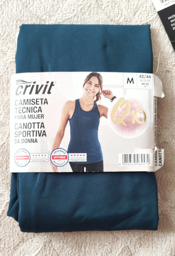 تاپ ورزشی زنانه قهرمانی کریویت CRIVIT | Q10 آبی نفتی تیره